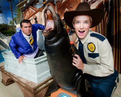 Spooktacular Clyde and Seamore: San Diego, Calif. (September 4, 2014) -- Clyde & Seamore’s Spooky Adventure at Sea Lion and Otter Stadium is one of the many family friendly Halloween adventures at SeaWorld San Diego, weekends September 27 through October 26