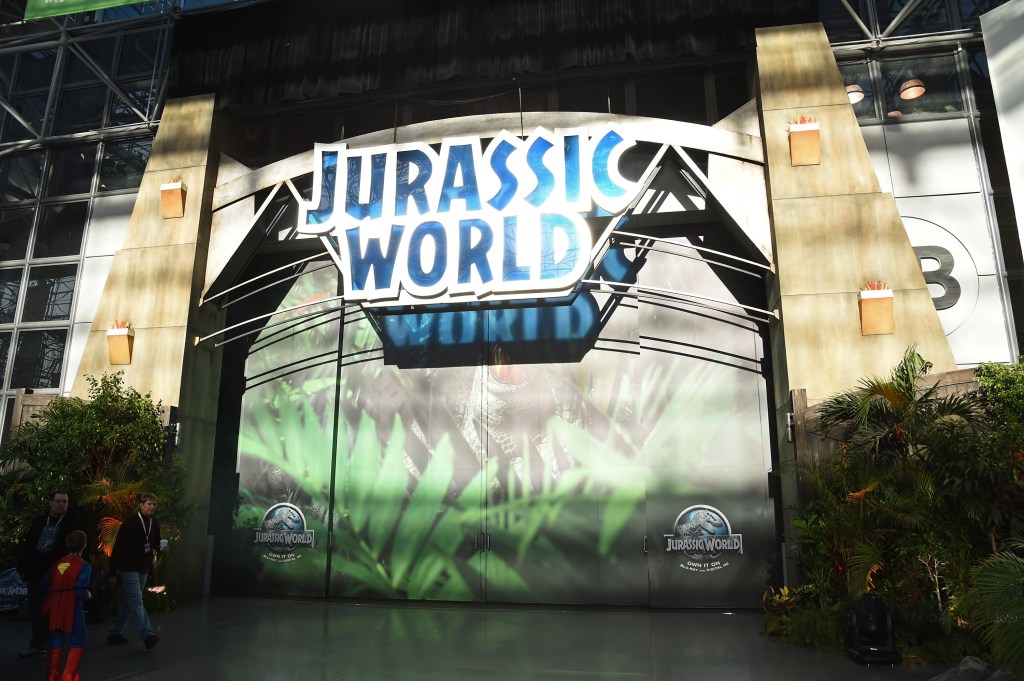 NEW YORK, NY - OCTOBER 10: Jurassic World Gates at New York Comic Con in celebration of the upcoming Blu-ray and DVD release at Jacob Javits Center on October 10, 2015 in New York City. (Photo by Ilya S. Savenok/Getty Images for Universal Pictures Home Entertainment)